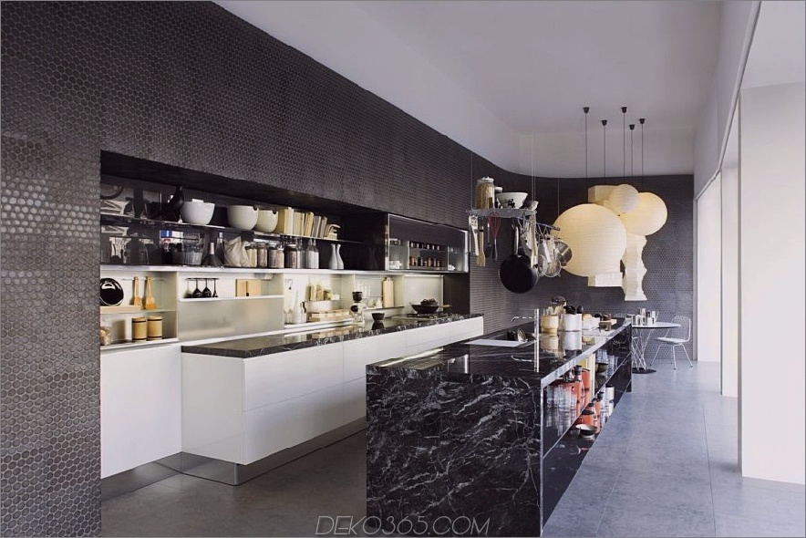 Schwarz-Marmor-Kücheninsel-Design