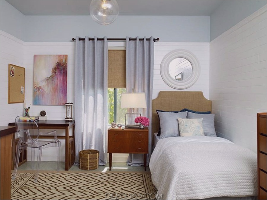 Erica Islas, blau und beige, zeitgenössisches Schlafzimmer