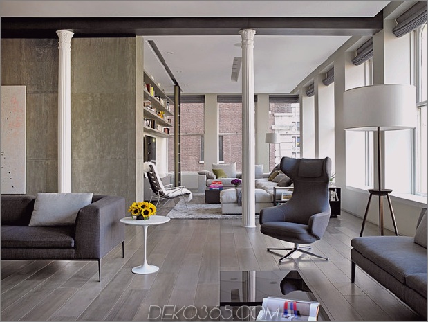 eclectic ny loft kombiniert klassische säulen und betonmauern 1 thumb 630xauto 32654 Klassische säulen und Naked Concrete Walls Mix im stylischen NY Loft