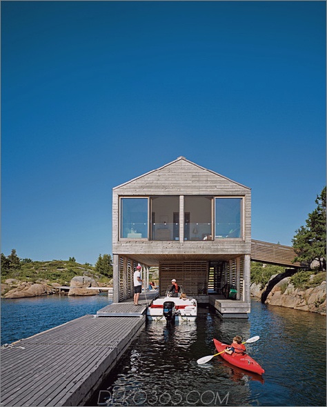 Schwimmendes Haus integriertes Bootshaus Dock 2 Schwimmendes Haus mit integriertem Bootshaus und Dock